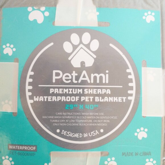 PetAmi Waterproof Pet Blanket 29”x40” Small Med Taupe Premium Sherpa Reversible - Picture 2 of 7